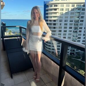 White Fox Boutique- Disco Inferno Long Sleeve Mini Dress White